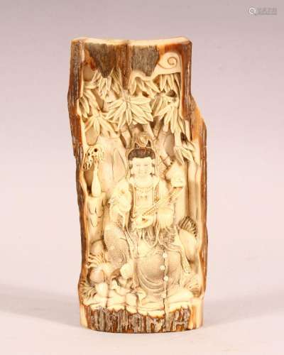 A CHINSE CARVED IVORY FRAGMENT OF GODDESS GUANYIN - the god ...
