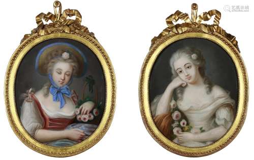 A PAIR OF FRENCH PASTELS OF YOUNG WOMEN
