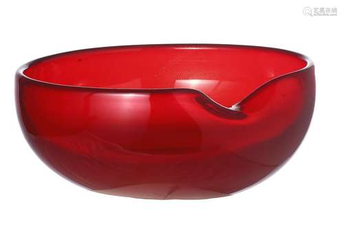 ELSA PERETTI (1940-2021) A RED ART GLASS BOWL FOR TIFFANY &a...