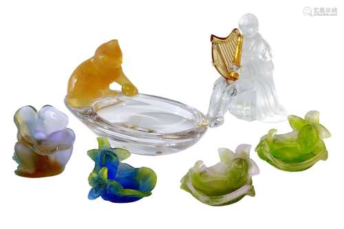 A GROUP OF DAUM AND ST LOUIS GLASS ORNAMENTS