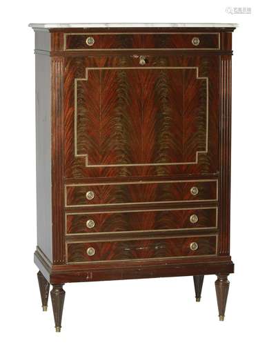 A LOUIS XVI STYLE MAHOGANY SECRETAIRE À ABATTANT