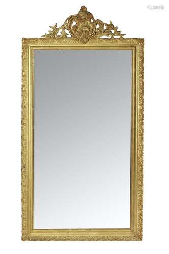 A FRENCH GILT COMPOSITION OVERMANTEL MIRROR