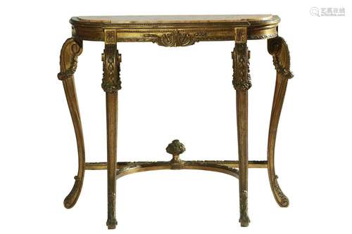 A LOUIS XVI STYLE GILTWOOD CONSOLE TABLE