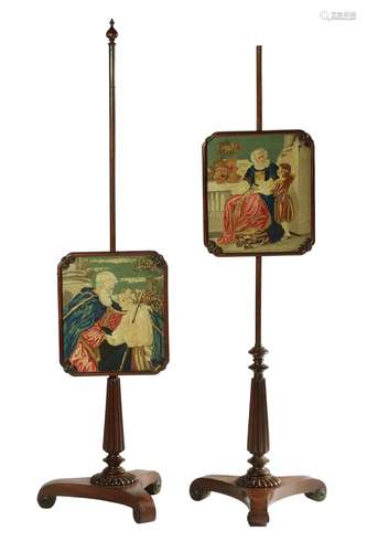 A PAIR OF GEORGE IV POLE SCREENS