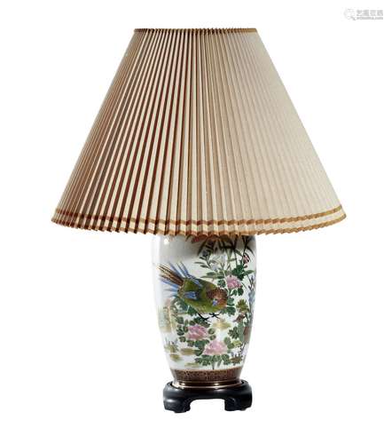 A JAPANESE SATSUMA STYLE TABLE LAMP