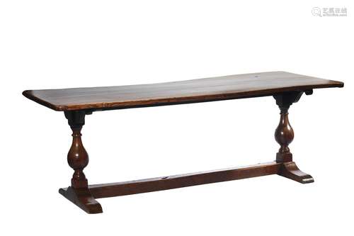 AN OAK AND ELM REFECTORY TABLE