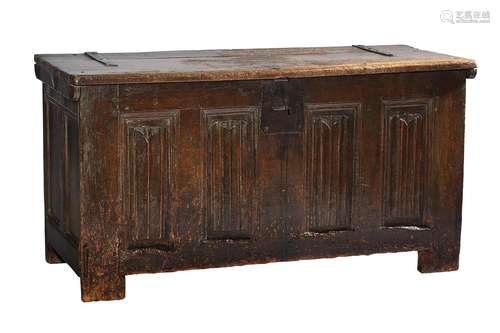 A HENRY VIII OAK COFFER