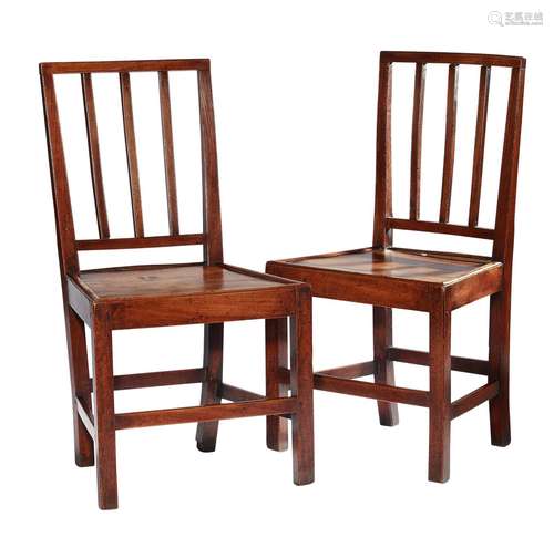 A PAIR OF GEORGE III PROVINCIAL OAK AND ELM SIDE CHAIRS