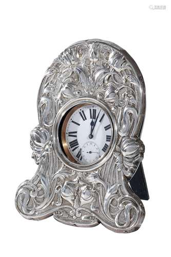 AN EDWARD VII SILVER MOUNTED WATCH STAND