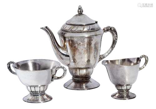 A SWEDISH SILVERPLATE THREE PIECE TEA SET