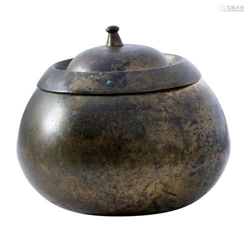 A JAPANESE BRONZE ALMS BOWL AND LATER COVER EDO PERIOD (1603...