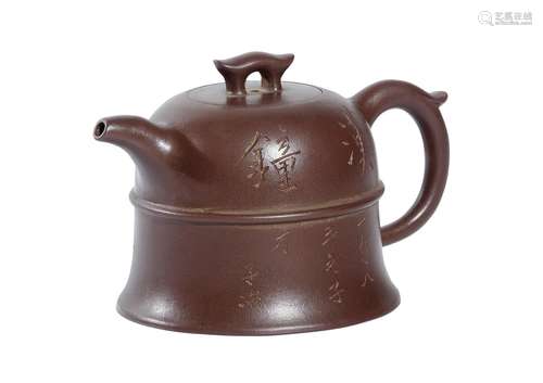 A CHINESE YIXING ZISHA BELL-FORM TEAPOT REPUBLIC PERIOD (191...