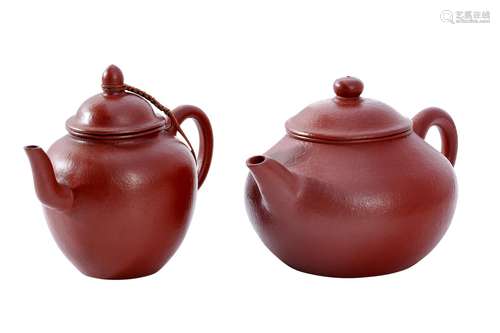 TWO CHINESE INSCRIBED YIXING 'LIPINI' TEAPOTS REPU...