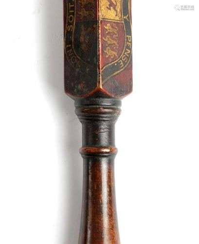 TRUNCHEON DE POLICIER EN MAHOGANY PEINT, CORNWALL, daté de 1...