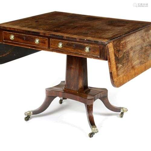 λ A REGENCY ROSEWOOD SOFA TABLE EARLY 19TH CENTURY inlaid wi...