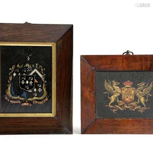 λ TWO COACHING PANELS 19TH CENTURY each oil on board, painte...