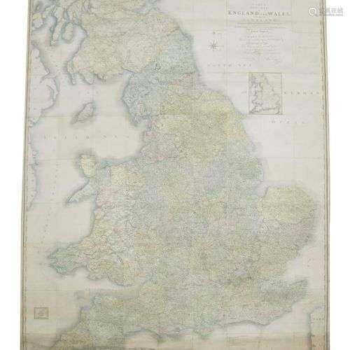 GRANDE CARTE DE L'ANGLETERRE ET DU PAYS DE GALLES DE JOHN CA...