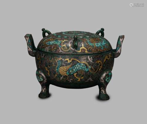 Ming Dynasty, Inlaid with Gold and Silver Ding
