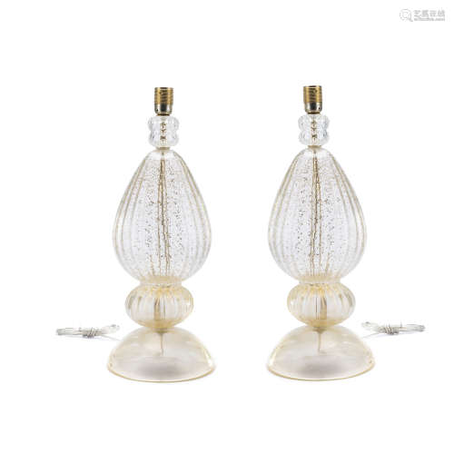 Coppia di lampade in vetro di Murano
