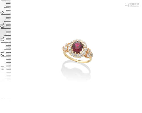 RUBY AND DIAMOND CLUSTER RING