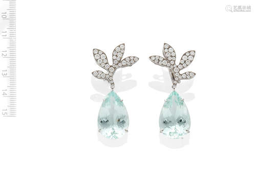 MARGHERITA BURGENER: AQUAMARINE AND DIAMOND EARRINGS