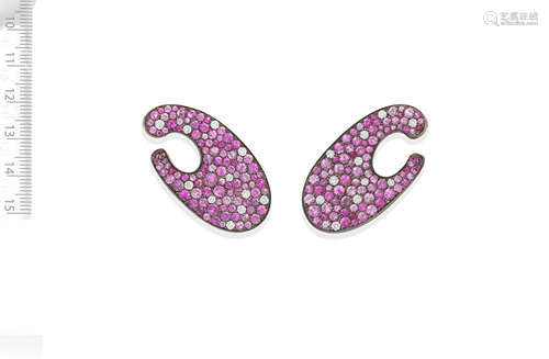 MARGHERITA BURGENER: PINK SAPPHIRE AND DIAMOND-SET EARRINGS