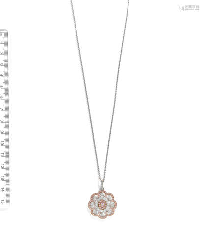 FANCY COLOURED DIAMOND AND DIAMOND PENDANT/NECKLACE