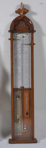 A Victorian oak Admiral Fitzroy's barometer, with paper scal...