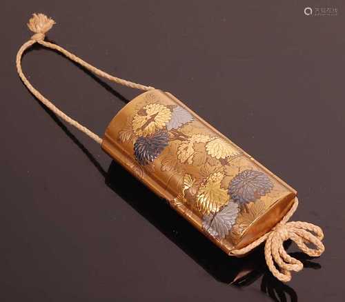 An Edo period Japanese five-case gold lacquered Inro, the cu...