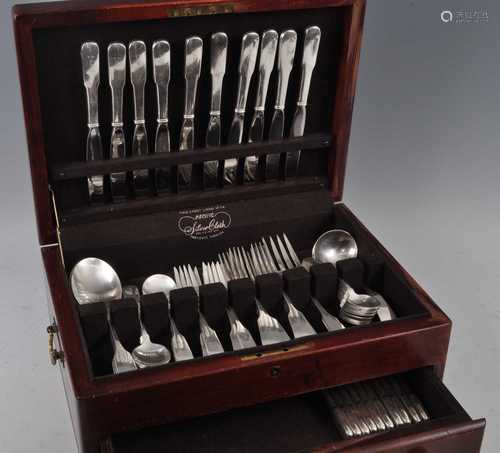 A Gorham American sterling silver part cutlery suite in fitt...