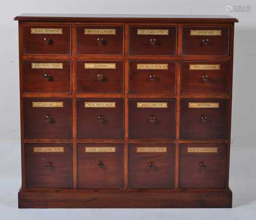 A mahogany apothecary's chest, in the Georgian manner, arran...