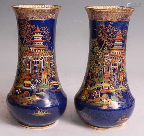 A near-pair of 1920s Carltonware porcelain vases, of lower b...