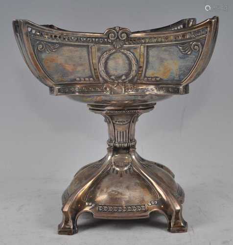 A German Jugendstil 800 standard silver pedestal table centr...