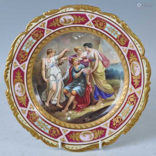 A late 19th century Vienna porcelain cabinet plate, polychro...