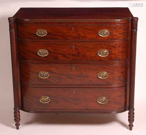 A Regency mahogany bowfront chest, in the manner of Gillows,...