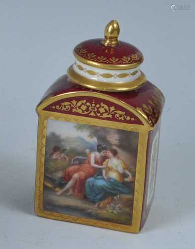 A late 19th century Vienna porcelain tea canister and cover,...