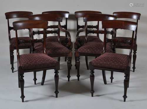 A set of eight William IV mahogany barback dining chairs, ea...