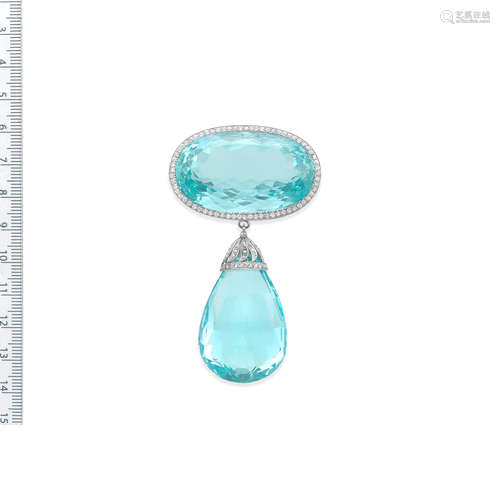 BELLE ÉPOQUE AQUAMARINE AND DIAMOND BROOCH, CIRCA 1905