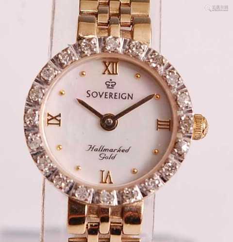 A 9ct yellow gold lady's Sovereign diamond set quartz dress ...