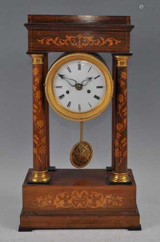 A late 19th century French rosewood and marquetry inlaid por...