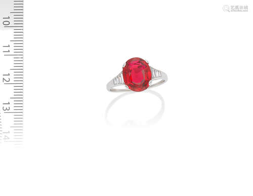 SPINEL AND DIAMOND RING