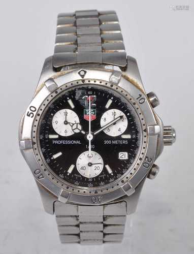 A gent's Tag Heuer Professional 200m steel cased chronograph...