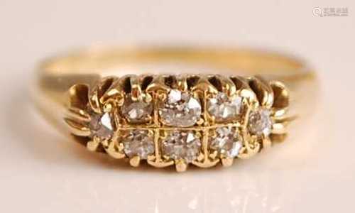 A late Victorian 18ct yellow gold diamond dress ring, compri...