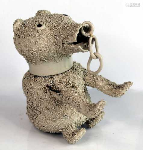 A George III salt-glazed white stoneware 'Bear-baiting' jug,...