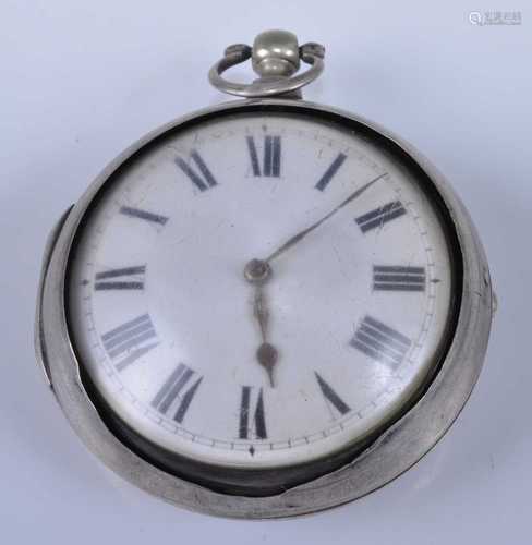 A George III silver pair cased pocket watch, by Ollive & Rea...