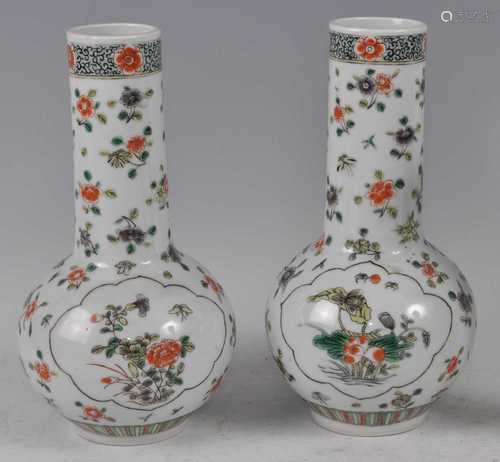 A pair of 19th century Chinese famille rose bottle vases, ea...