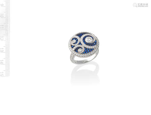 GRAFF: DIAMOND AND SAPPHIRE 'DIAMOND ON DIAMOND' RING