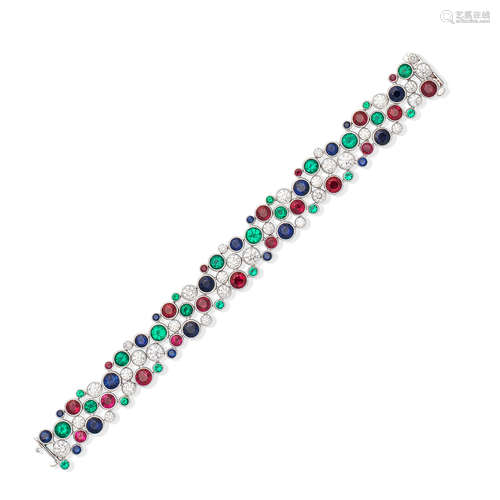 GRAFF: RUBY, SAPPHIRE, EMERALD AND DIAMOND BRACELET