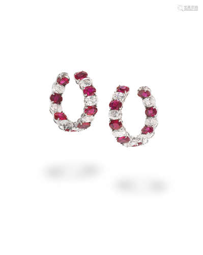 GRAFF: RUBY AND DIAMOND HOOP EARRINGS