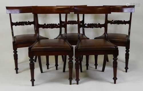 A set of five William IV mahogany barback dining chairs, eac...